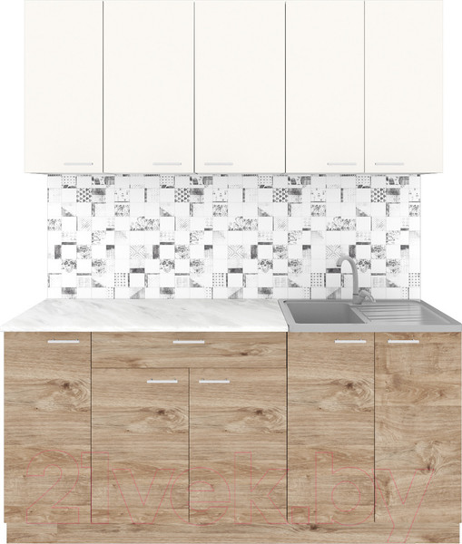 Изображение товара Кухонный гарнитур Агута Альфа 1.7 (дуб золотой/сатин/опал светлый)