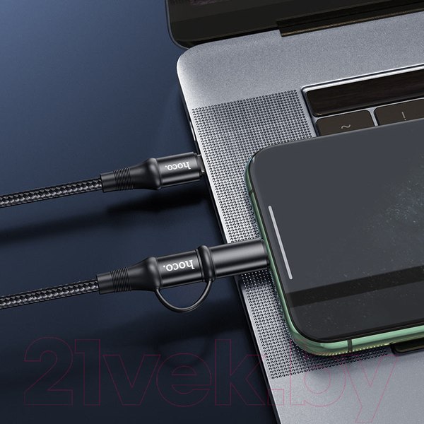 Изображение товара Кабель Hoco X50 2в1 Type-C to Type-C, Type-C to Lightning (1м, черный)