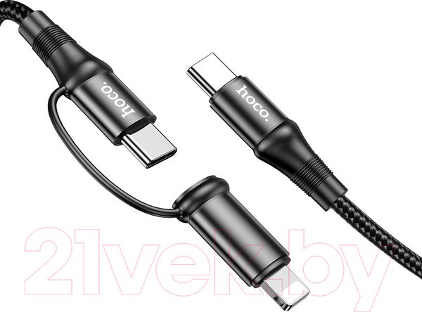 Изображение товара Кабель Hoco X50 2в1 Type-C to Type-C, Type-C to Lightning (1м, черный)