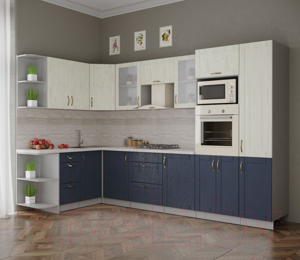 Изображение товара Кухонный гарнитур Интерлиния Мила Крафт 1.68x3.2 левая (дуб королевский/дуб снежный)