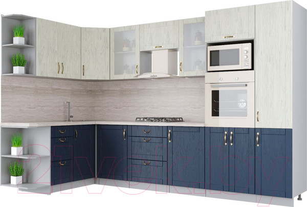 Изображение товара Кухонный гарнитур Интерлиния Мила Крафт 1.68x3.2 левая (дуб королевский/дуб снежный)