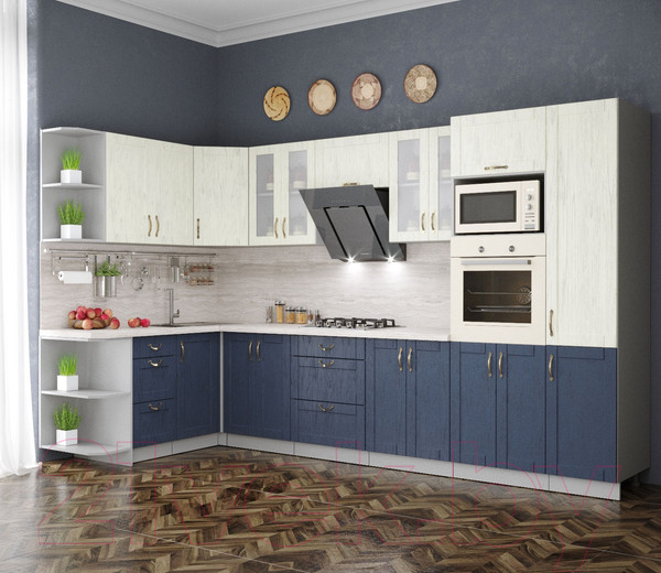 Изображение товара Кухонный гарнитур Интерлиния Мила Крафт 1.68x3.4 левая (дуб королевский/дуб снежный)