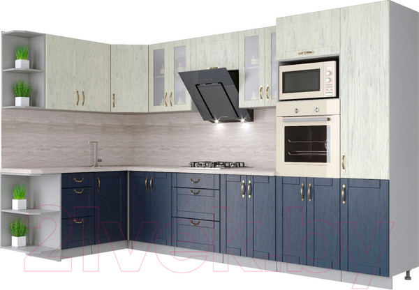 Изображение товара Кухонный гарнитур Интерлиния Мила Крафт 1.68x3.4 левая (дуб королевский/дуб снежный)