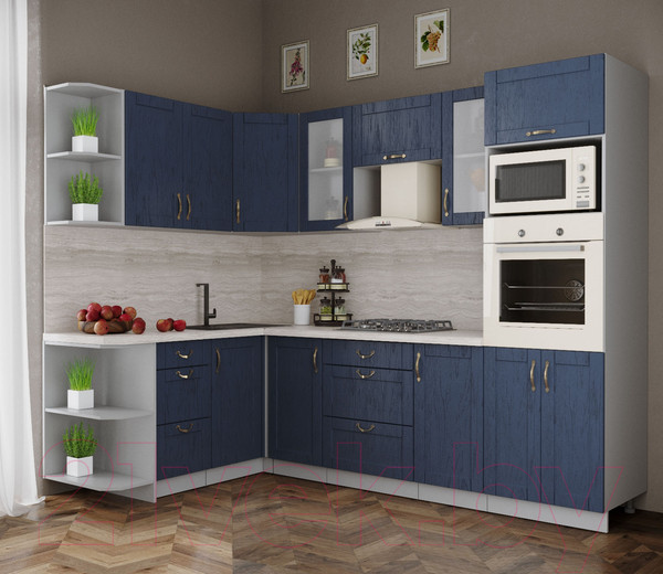 Изображение товара Кухонный гарнитур Интерлиния Мила Крафт 1.68x2.6 левая (дуб королевский)