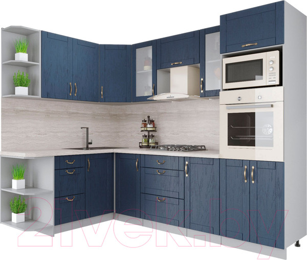 Изображение товара Кухонный гарнитур Интерлиния Мила Крафт 1.68x2.6 левая (дуб королевский)