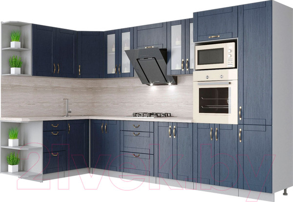 Изображение товара Кухонный гарнитур Интерлиния Мила Крафт 1.68x3.4 левая (дуб королевский)