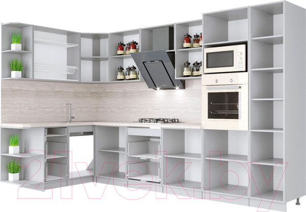 Изображение товара Кухонный гарнитур Интерлиния Мила Крафт 1.68x3.4 левая (дуб королевский)