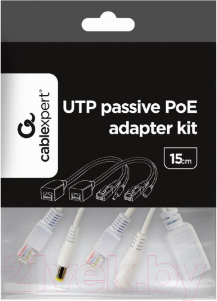 Изображение товара Адаптер Gembird PP12-POE-0.15M-W (2шт, 0.15м)