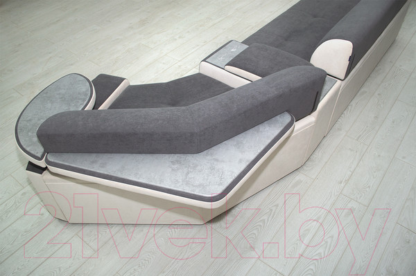 Изображение товара Диван угловой Петрамебель Марсель левый (велюр серый/велюр белый)