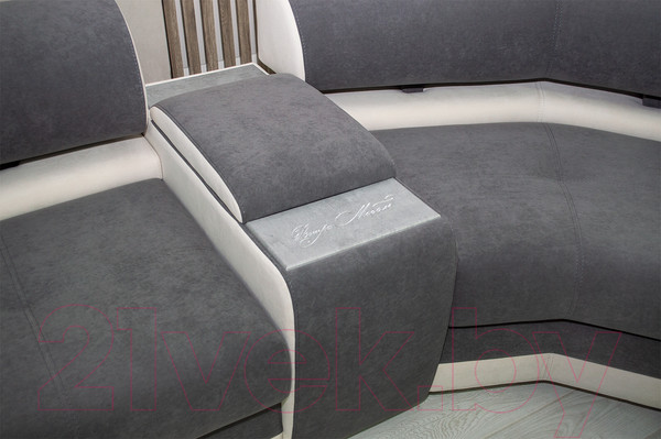 Изображение товара Диван угловой Петрамебель Марсель левый (велюр серый/велюр белый)
