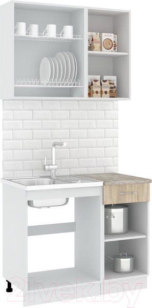 Изображение товара Кухонный гарнитур Кортекс-мебель Корнелия Лира-лайт 1м (дуб сонома/марсель)