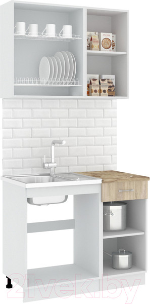 Изображение товара Кухонный гарнитур Кортекс-мебель Корнелия Лира-лайт 1м (дуб сонома/мадрид)