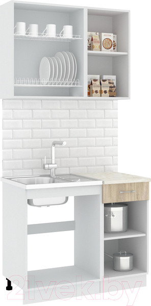 Изображение товара Кухонный гарнитур Кортекс-мебель Корнелия Лира-лайт 1м (дуб сонома/королевский опал)