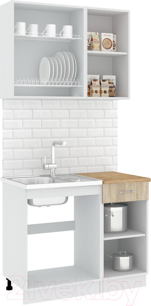 Изображение товара Кухонный гарнитур Кортекс-мебель Корнелия Лира-лайт 1м (дуб сонома/дуб бунратти)