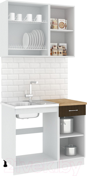 Изображение товара Кухонный гарнитур Кортекс-мебель Корнелия Лира-лайт 1м (дуб сонома/венге/дуб бунратти)