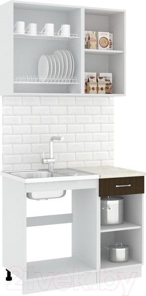 Изображение товара Кухонный гарнитур Кортекс-мебель Корнелия Лира-лайт 1м (дуб сонома/венге/королевский опал)