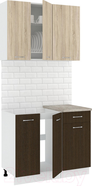 Изображение товара Кухонный гарнитур Кортекс-мебель Корнелия Лира-лайт 1м (дуб сонома/венге/марсель)