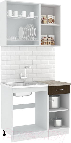 Изображение товара Кухонный гарнитур Кортекс-мебель Корнелия Лира-лайт 1м (дуб сонома/венге/марсель)