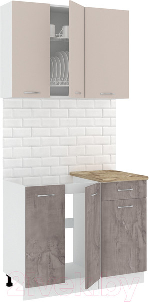 Изображение товара Кухонный гарнитур Кортекс-мебель Корнелия Лира-лайт 1м (капучино/оникс/мадрид)