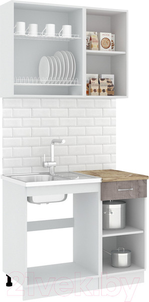 Изображение товара Кухонный гарнитур Кортекс-мебель Корнелия Лира-лайт 1м (капучино/оникс/мадрид)