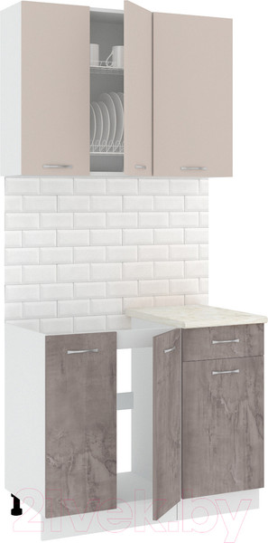 Изображение товара Кухонный гарнитур Кортекс-мебель Корнелия Лира-лайт 1м (капучино/оникс/королевский опал)