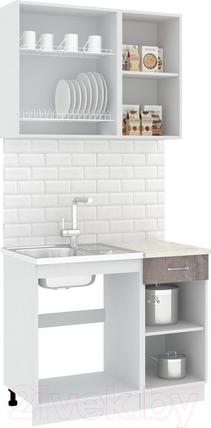 Изображение товара Кухонный гарнитур Кортекс-мебель Корнелия Лира-лайт 1м (капучино/оникс/королевский опал)