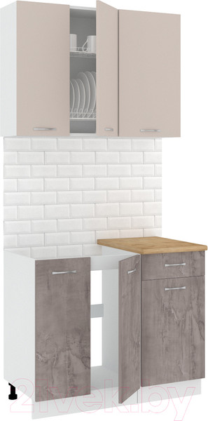 Изображение товара Кухонный гарнитур Кортекс-мебель Корнелия Лира-лайт 1м (капучино/оникс/дуб бунратти)