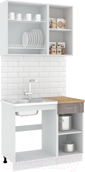 Изображение товара Кухонный гарнитур Кортекс-мебель Корнелия Лира-лайт 1м (капучино/оникс/дуб бунратти)