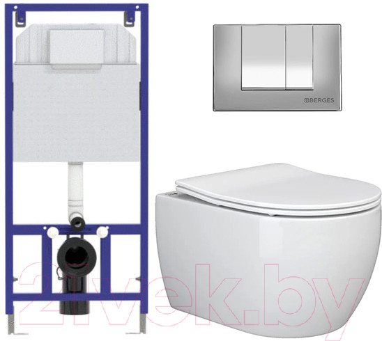 Изображение товара Унитаз подвесной с инсталляцией Ceramica Nova Rimless CN3001 + 040000 + S3 040043