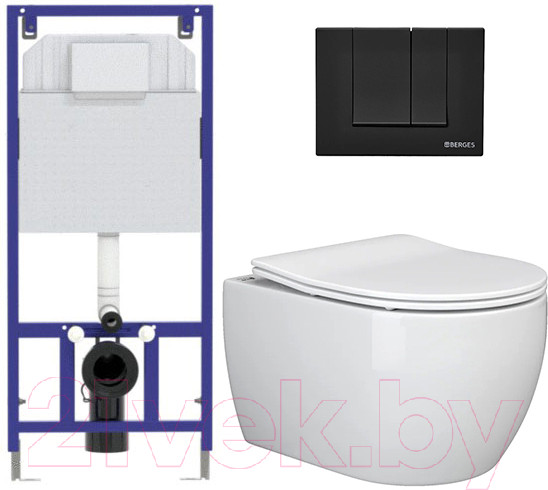 Изображение товара Унитаз подвесной с инсталляцией Ceramica Nova Rimless CN3001 + 040000 + S5 040045