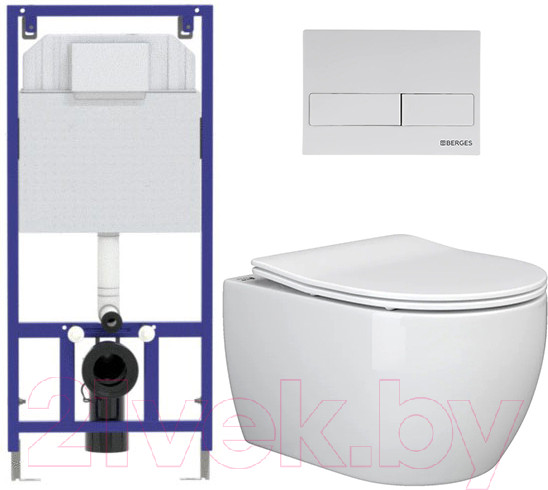 Изображение товара Унитаз подвесной с инсталляцией Ceramica Nova Rimless CN3001 + 040000 + L4 040014