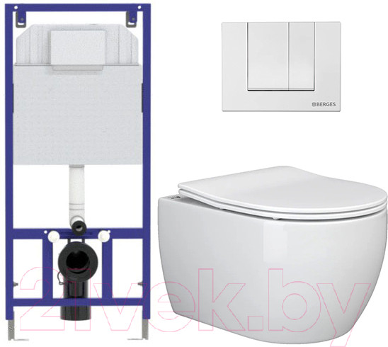 Изображение товара Унитаз подвесной с инсталляцией Ceramica Nova Rimless CN3001 + 040000 + S1 040041