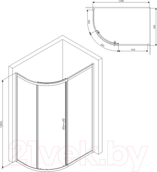 Изображение товара Душевой уголок AM.PM Like Solo Slide W83G-302U120CG64