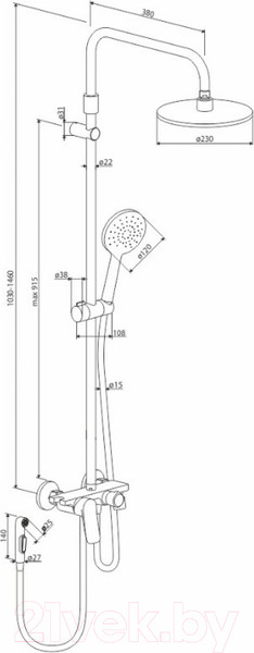 Изображение товара Душевая система со смесителем Damixa Apollo DX220910000