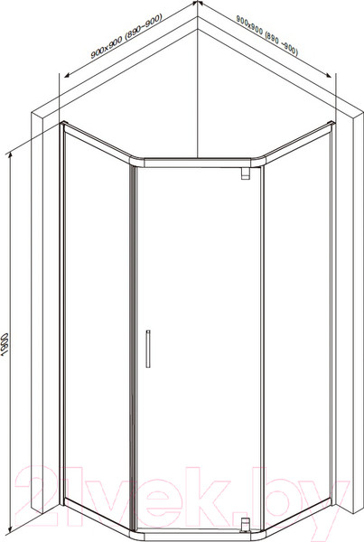 Изображение товара Душевой уголок AM.PM Gem W90G-405-090MT