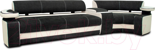 Изображение товара Диван угловой Петрамебель Марсель левый (искусственная замша темно-серый/велюр белый)