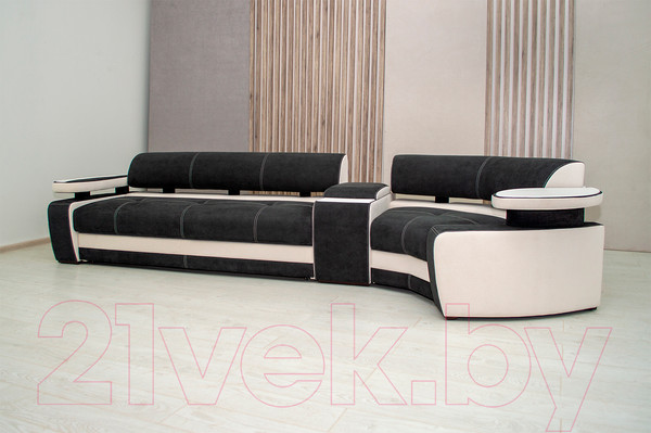 Изображение товара Диван угловой Петрамебель Марсель левый (искусственная замша темно-серый/велюр белый)