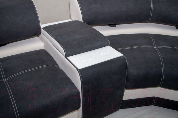 Изображение товара Диван угловой Петрамебель Марсель левый (искусственная замша темно-серый/велюр белый)