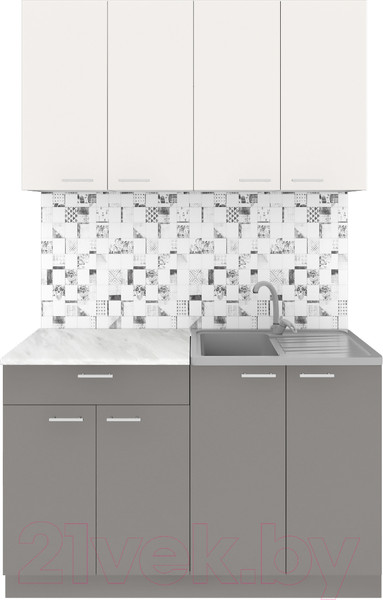 Изображение товара Кухонный гарнитур Агута Альфа 1.2 (глиняный серый/сатин/опал светлый)