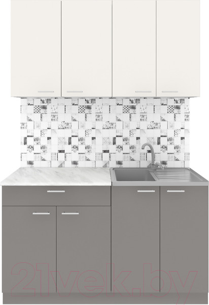 Изображение товара Кухонный гарнитур Агута Альфа 1.4 (глиняный серый/сатин/опал светлый)