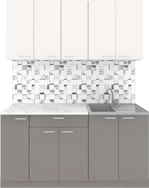 Изображение товара Кухонный гарнитур Агута Альфа 1.5 (глиняный серый/сатин/опал светлый)