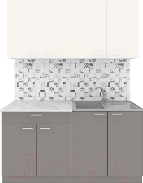 Изображение товара Кухонный гарнитур Агута Альфа 1.6 (глиняный серый/сатин/опал светлый)