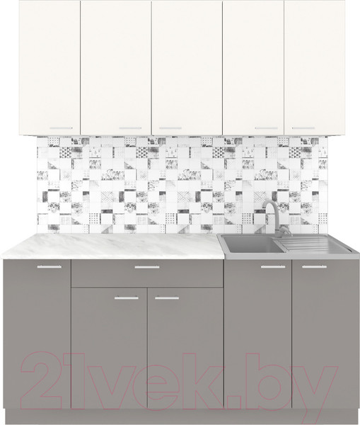 Изображение товара Кухонный гарнитур Агута Альфа 1.7 (глиняный серый/сатин/опал светлый)
