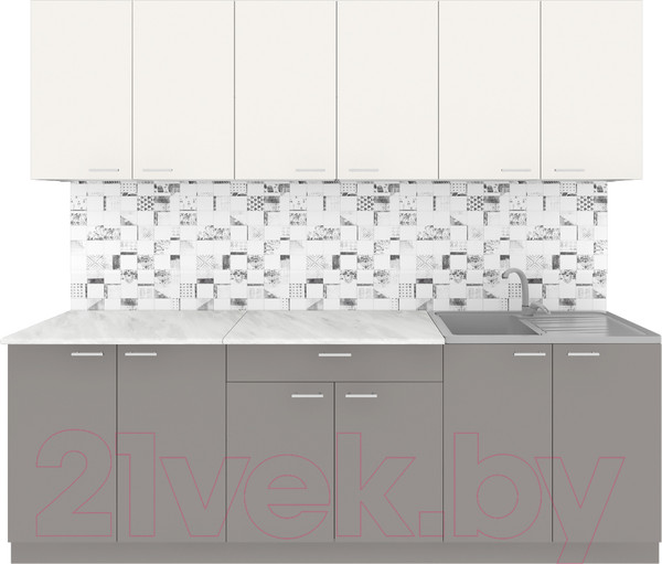 Изображение товара Кухонный гарнитур Агута Альфа 2.4 (глиняный серый/сатин/опал светлый)