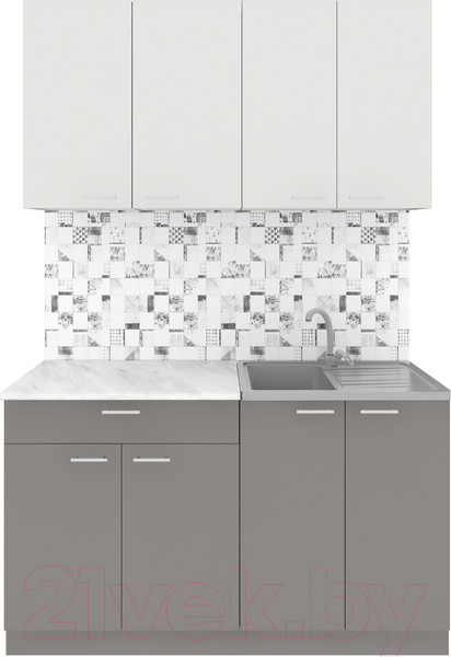 Изображение товара Кухонный гарнитур Агута Альфа 1.4 (глиняный серый/холодный серый/опал светлый)