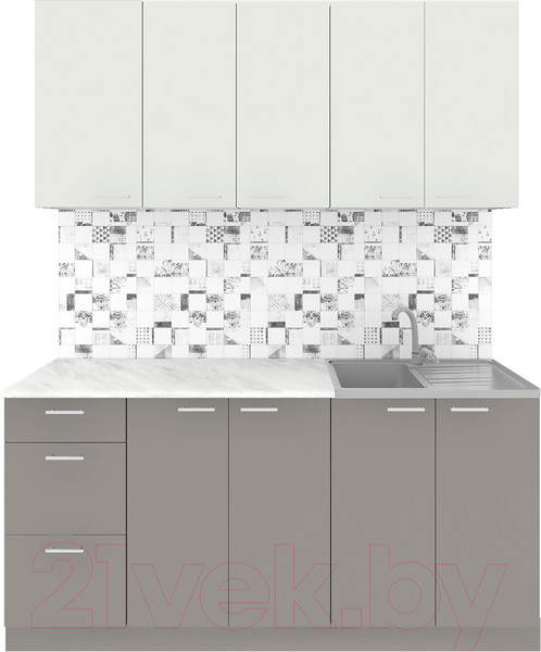 Изображение товара Кухонный гарнитур Агута Альфа 1.6/60 (глиняный серый/холодный серый/опал светлый)