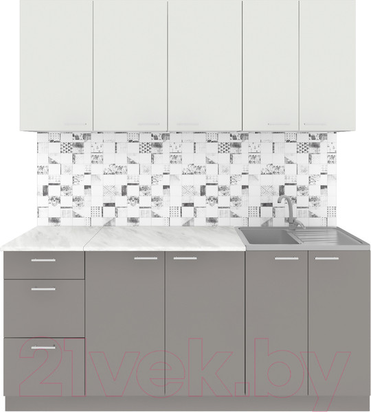 Изображение товара Кухонный гарнитур Агута Альфа 1.8 (глиняный серый/холодный серый/опал светлый)