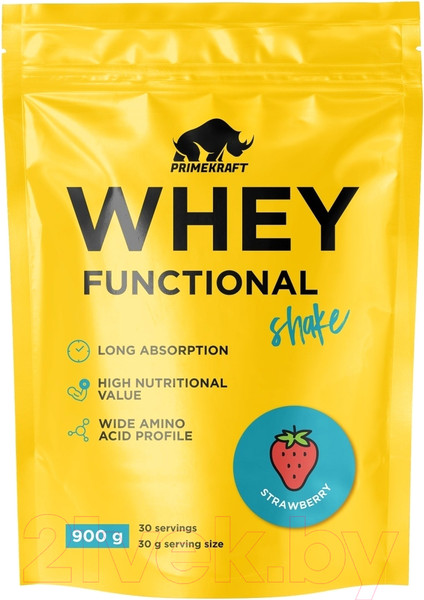Изображение товара Протеин Prime Kraft Whey Functional Shake Клубника (900г)