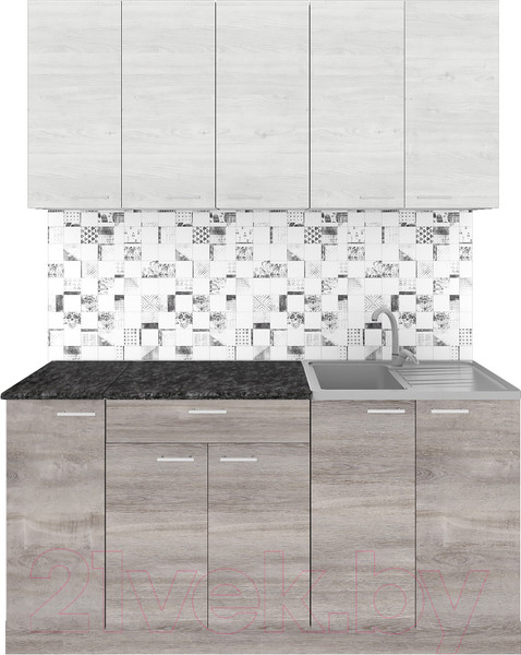 Изображение товара Кухонный гарнитур Агута Альфа 1.5 (дуб пепельный/скандинавское дерево/кастилло темный)