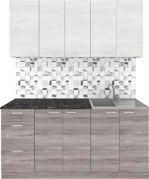 Изображение товара Кухонный гарнитур Агута Альфа 1.6/60 (дуб пепельный/скандинавское дерево/кастилло темный)